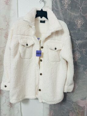 32 Degrees Cream Sherpa Shacket Jacket